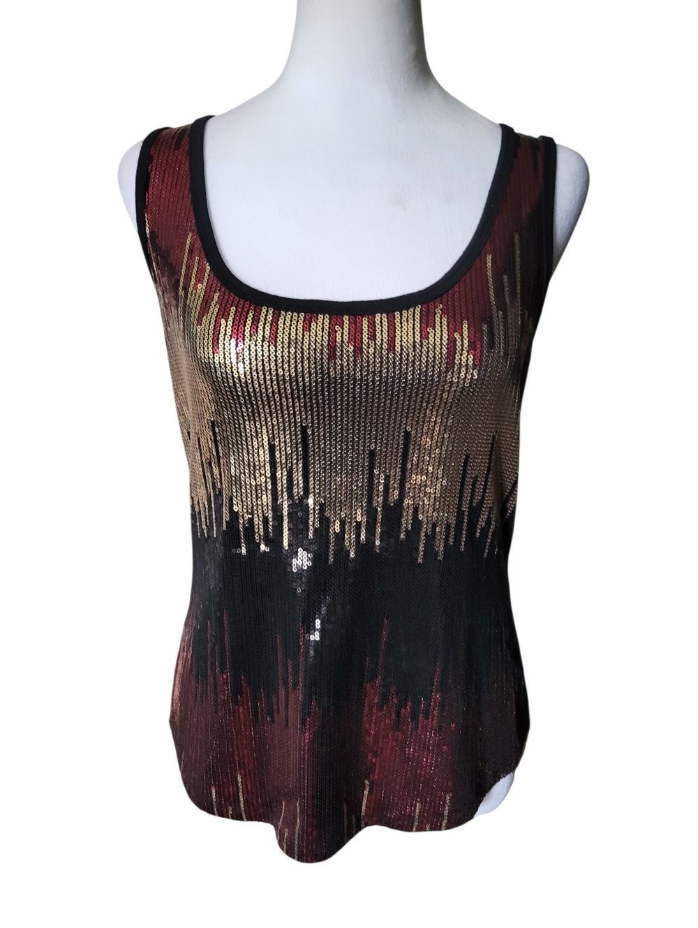 Bisou Bisou Sequin Ombre Tank Top Black/Gold sz S
